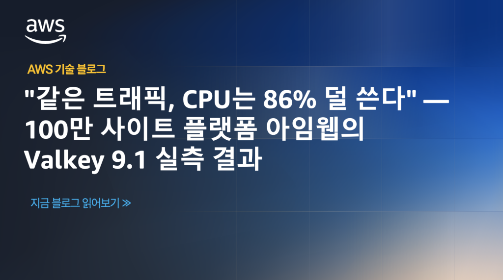 “같은 트래픽, CPU는 86% 덜 쓴다” — 100만 사이트 플랫폼 아임웹의 Valkey 9.1 실측 결과