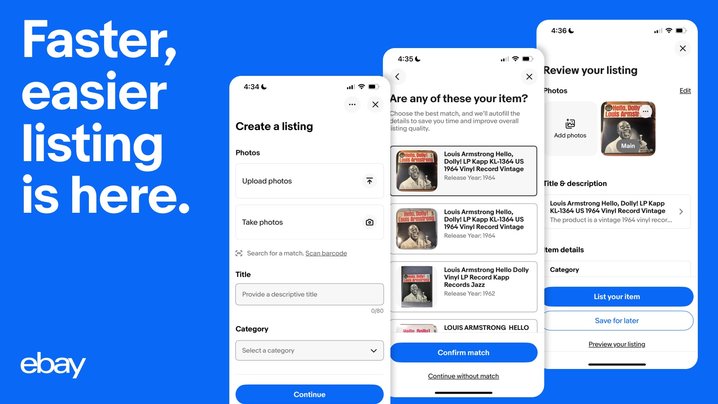 eBay Reduces the Time to List on Mobile With New Simplified Selling Tool, Now Featuring Magical Listing AI Technology