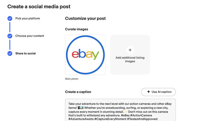 New Social Caption Generator Uses AI to Help Sellers Post More Easily