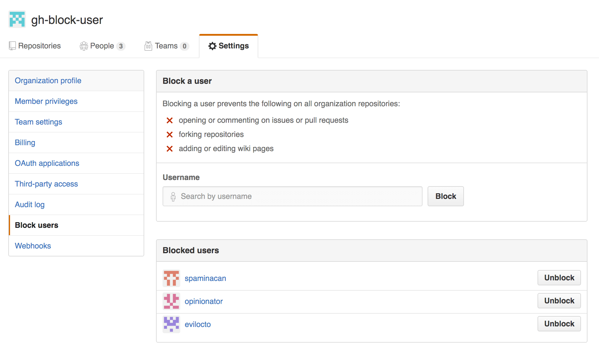 Organizations can now block abusive users