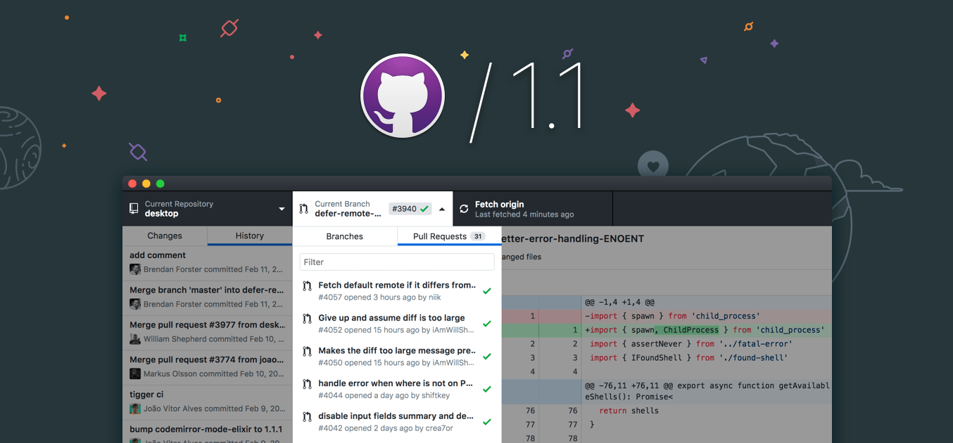 GitHub Desktop 1.1 is now available