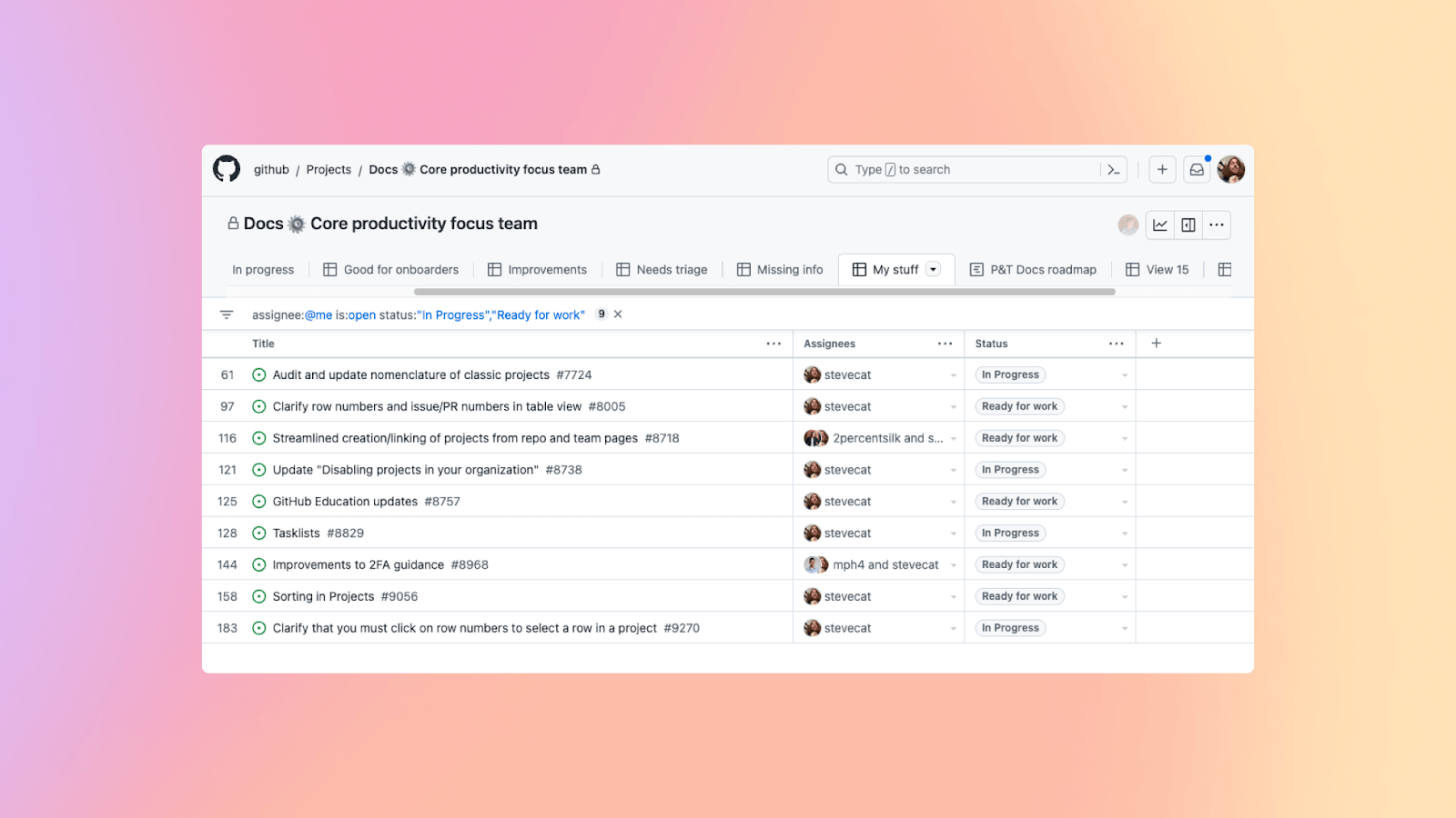 How the GitHub Docs team uses GitHub Projects
