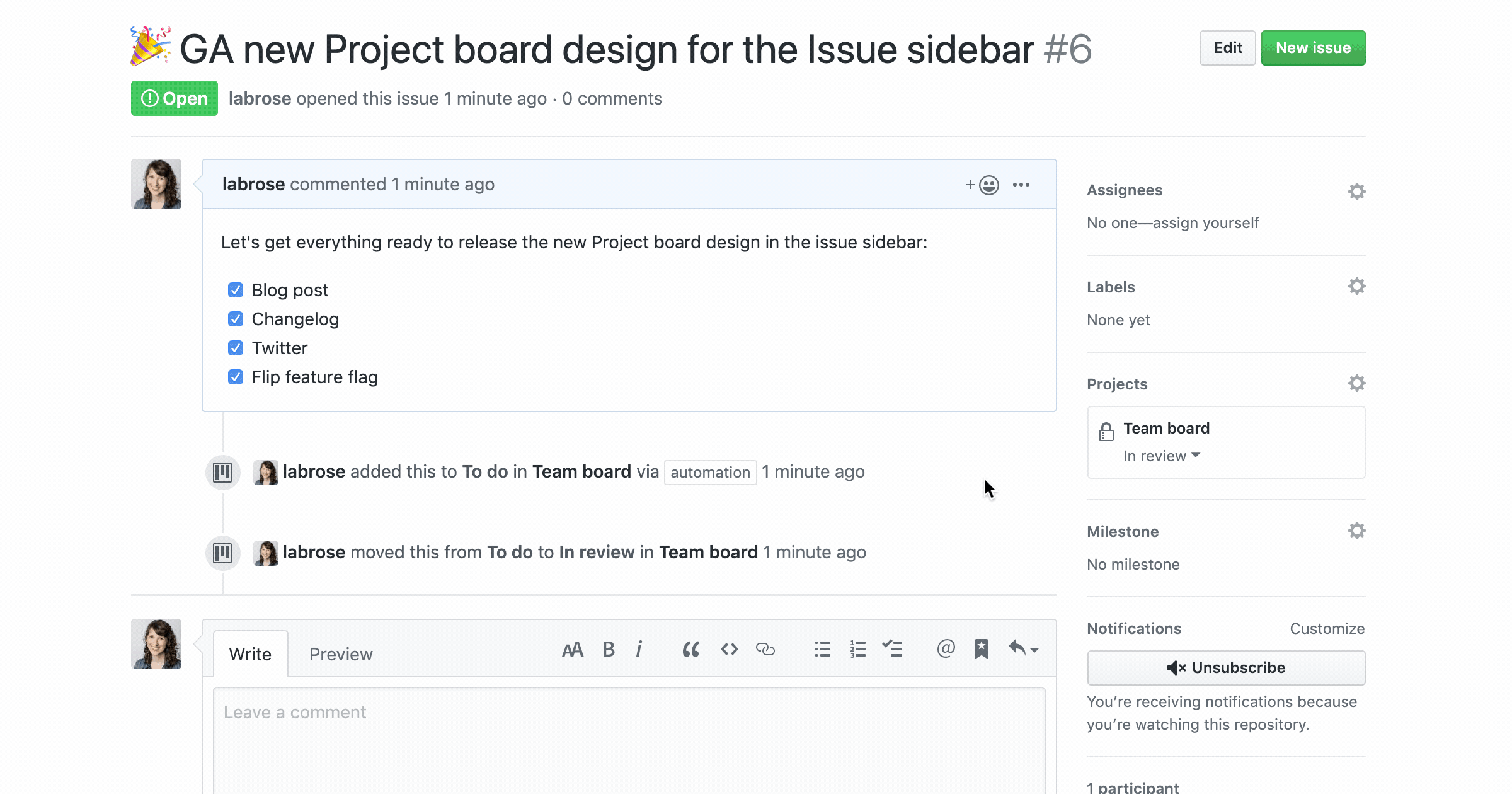 Track your work easily with the latest changes to project boards