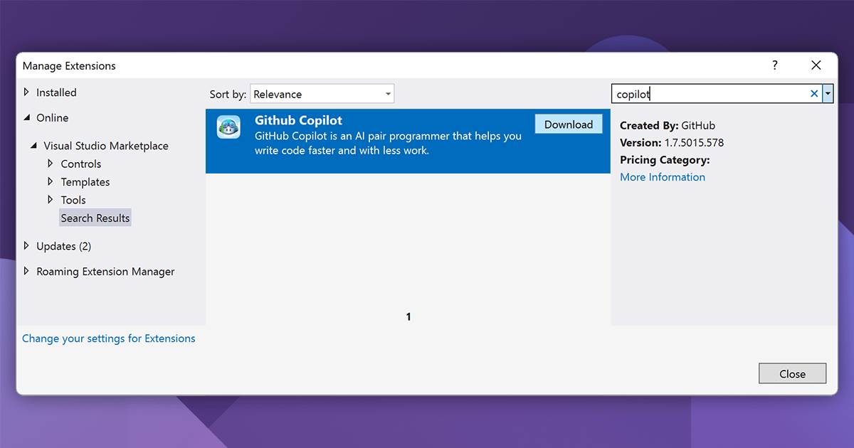 GitHub Copilot now available for Visual Studio 2022