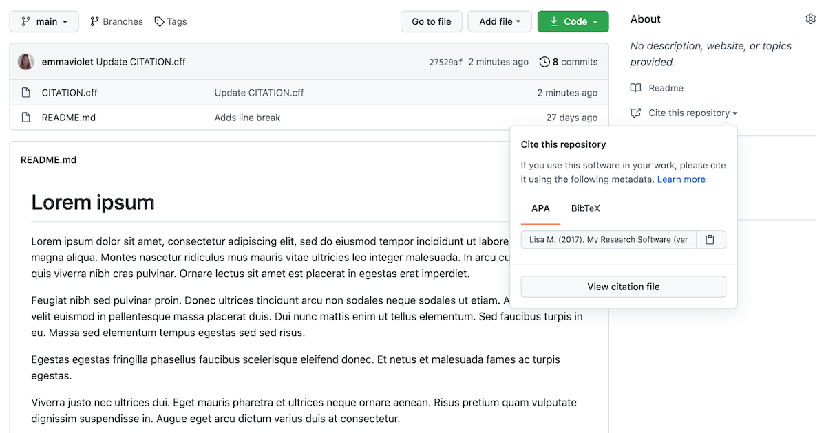 Enhanced support for citations on GitHub