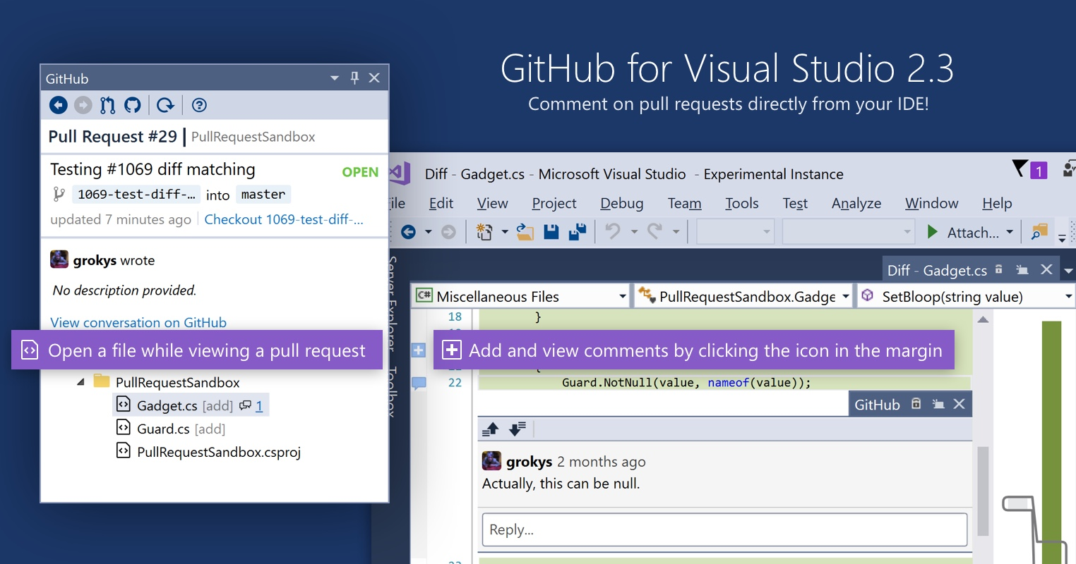 Inline comments in GitHub for Visual Studio
