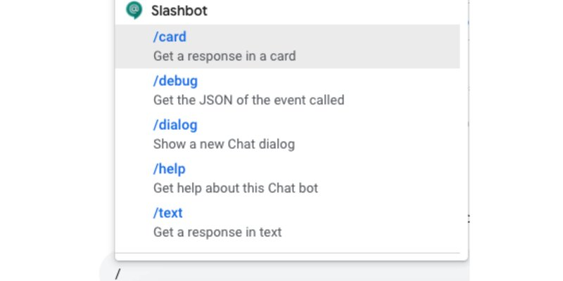 Add dialogs and slash commands to your Google Workspace Chat bots