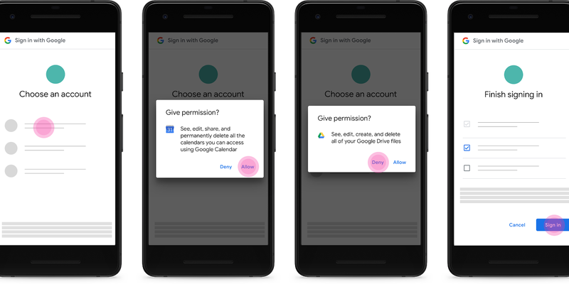 More granular Google Account permissions with Google OAuth and APIs