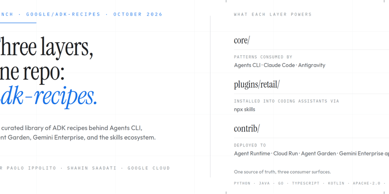 Three layers, one repo: a tour of google/adk-recipes