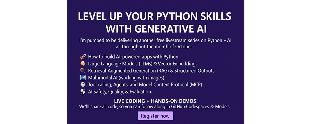 Level Up Your Python Game with Generative AI Free Livestream Series This October!