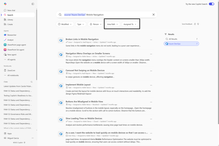 General availability of source specific filters in Copilot Search