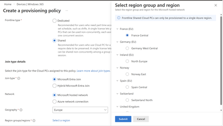 Windows 365 Frontline 공유 모드가 노르웨이 동부, 프랑스 중부 및 스페인 중부 지역으로 확장되었습니다.