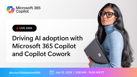 AI 도입 촉진: 7월 22일 열리는 Microsoft 365 Copilot 도입 관련 AMA에 참여하세요