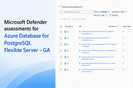 Azure Database for PostgreSQL Flexible Server용 Microsoft Defender CSPM 평가 - 정식 출시