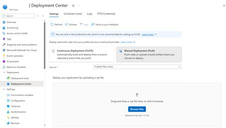 Azure 포털을 통해 Azure App Service에 ZIP 패키지를 배포하는 더 간단한 방법