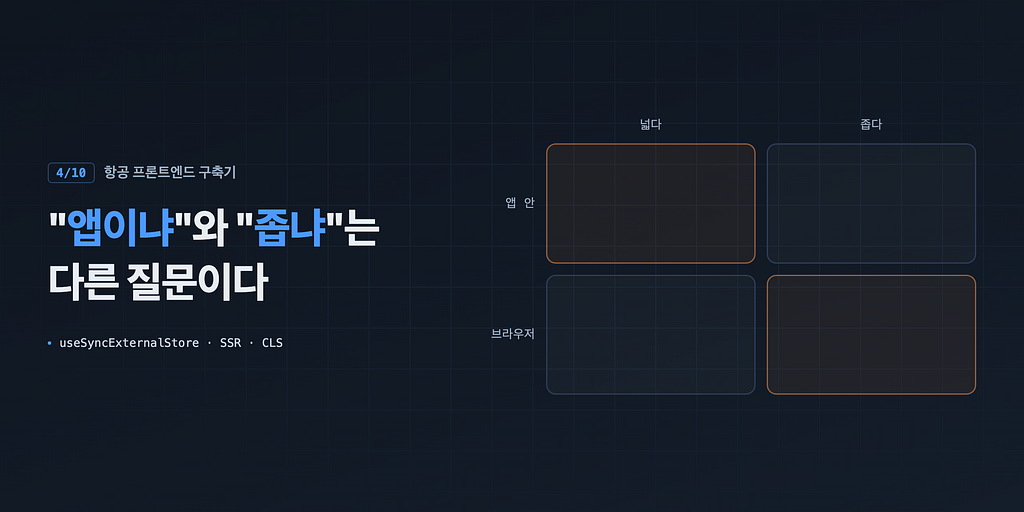 항공 프론트엔드 구축기 (4/10): “앱이냐”와 “좁냐”는 다른 질문이다